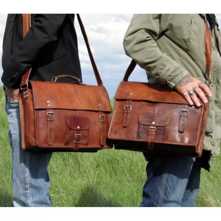 Cartables En Cuir | Sacs À Bandoulière En Cuir*Skin Project Cartable Vintage en cuir - sans poignée - XL