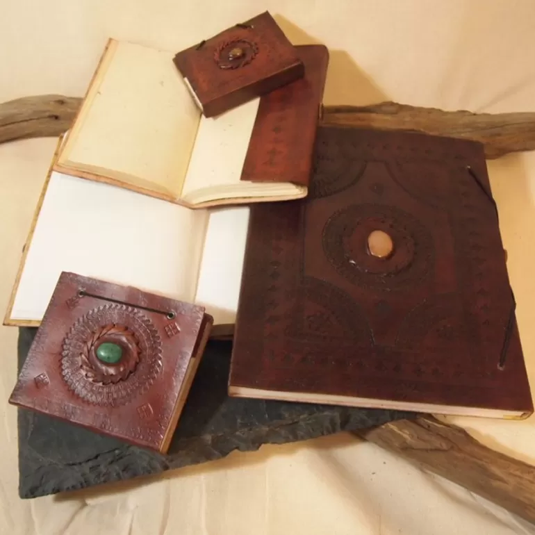 Carnets En Cuir*Skin Project Grand carnet en cuir frappé – Pierre
