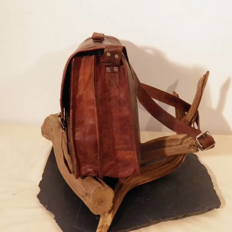 Sacs À Bandoulière En Cuir | Cartables En Cuir*Skin Project Grande sacoche / Cartable en cuir vintage - 2 boucles rond - XXL
