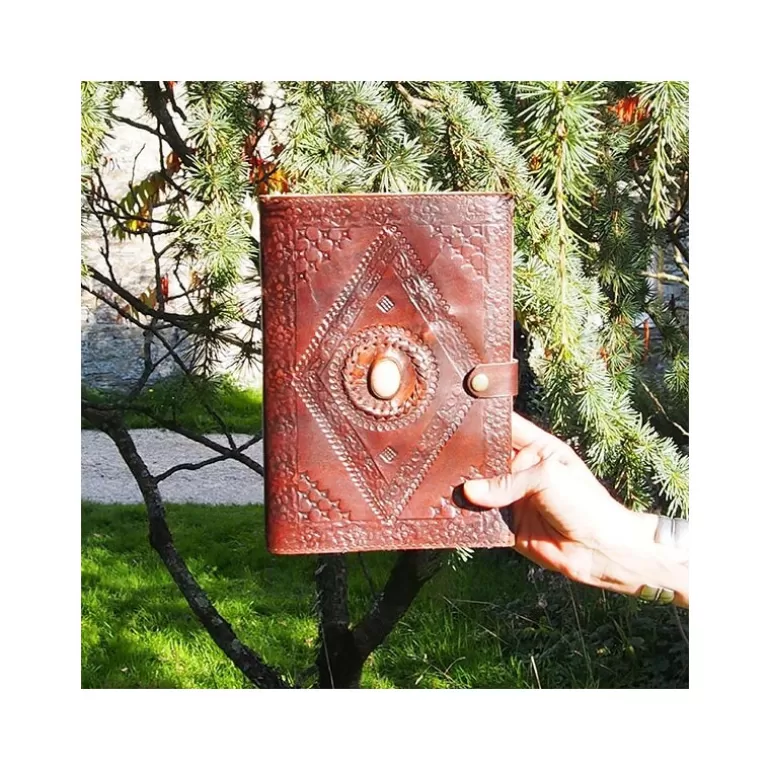 Couvre Livres En Cuir*Skin Project Liseuse en cuir frappé - Pierre - Grand format