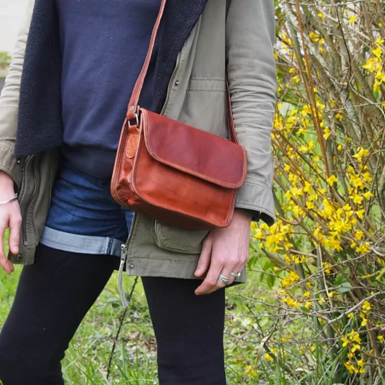 Sacs À Bandoulière En Cuir | Sacs À Main En Cuir*Skin Project Petit sac à main en cuir à bandoulière – 1/2 rabat aimanté – S