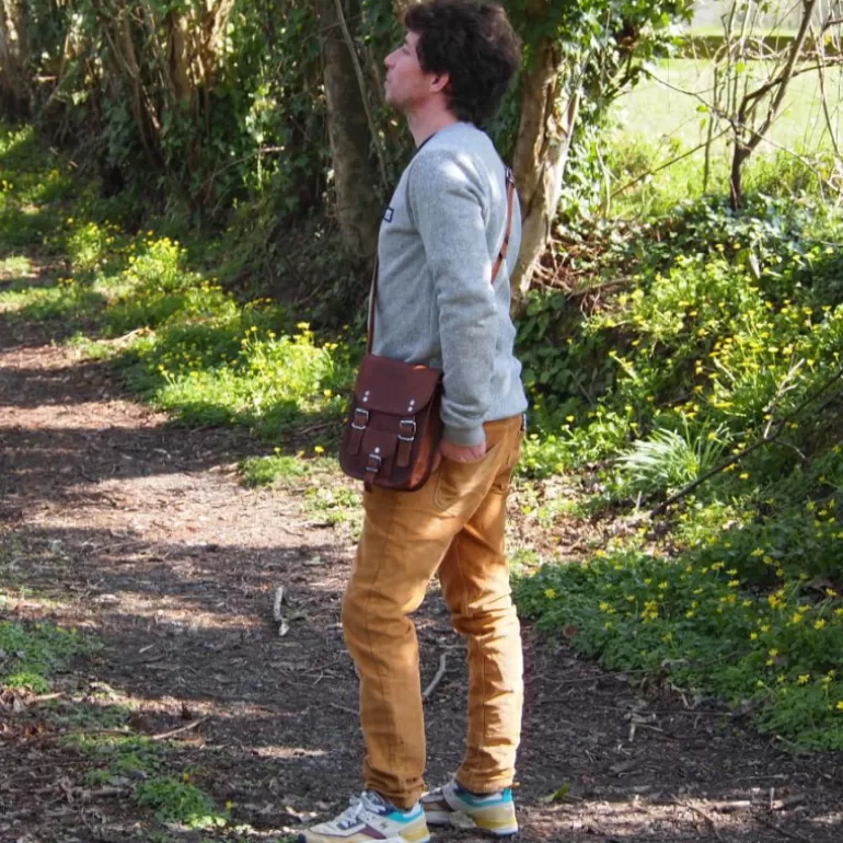 Sacs À Bandoulière En Cuir | Sacoches En Cuir*Skin Project Petite sacoche homme vintage en cuir – 2 boucles – S
