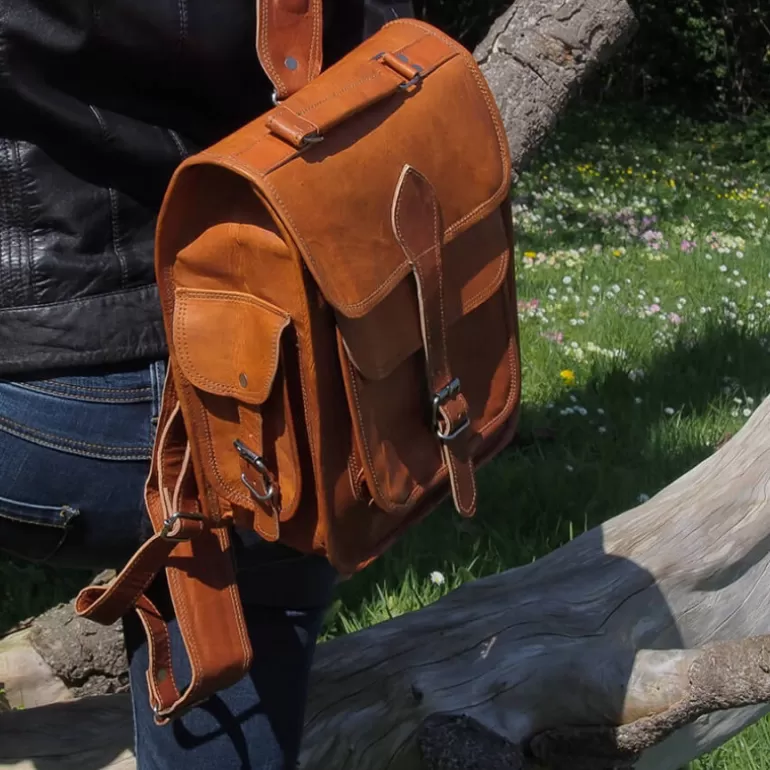 Sacs De Voyage En Cuir | Sacs À Dos En Cuir*Skin Project Sacoche - Sac à dos vintage en cuir naturel - M
