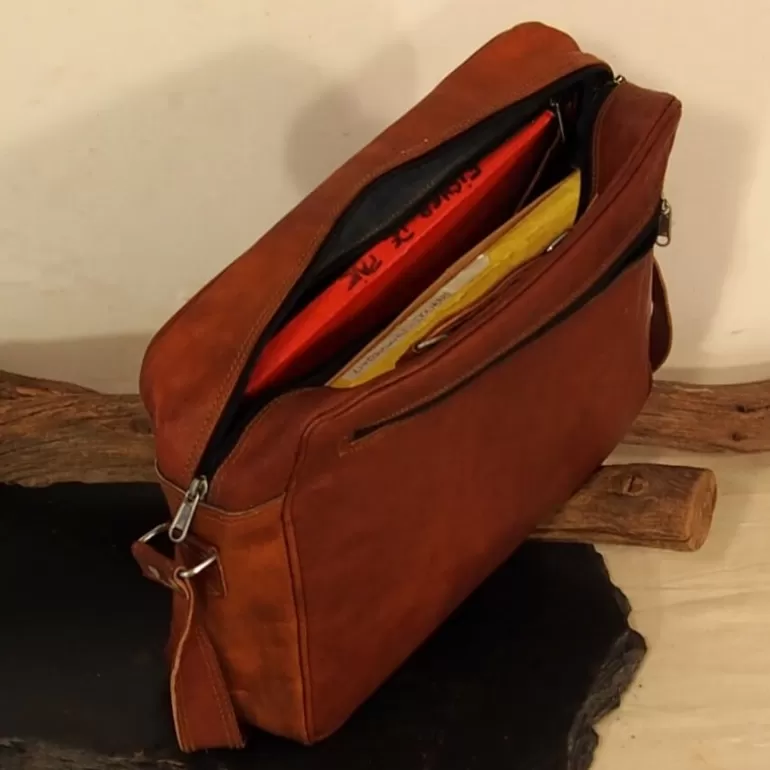 Sacs À Bandoulière En Cuir | Sacs De Voyage En Cuir*Skin Project Sacoche en cuir vintage à bandoulière - Multipoches - XL