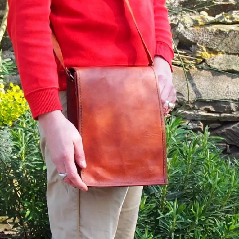 Sacs À Bandoulière En Cuir | Sacoches En Cuir*Skin Project Sacoche Homme en Cuir - Pressions aimantées - M